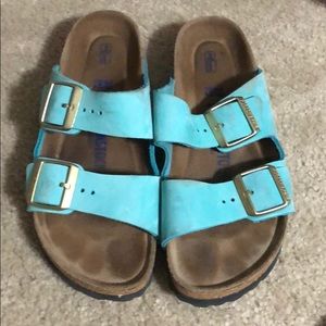 Blue Birkenstocks sandals